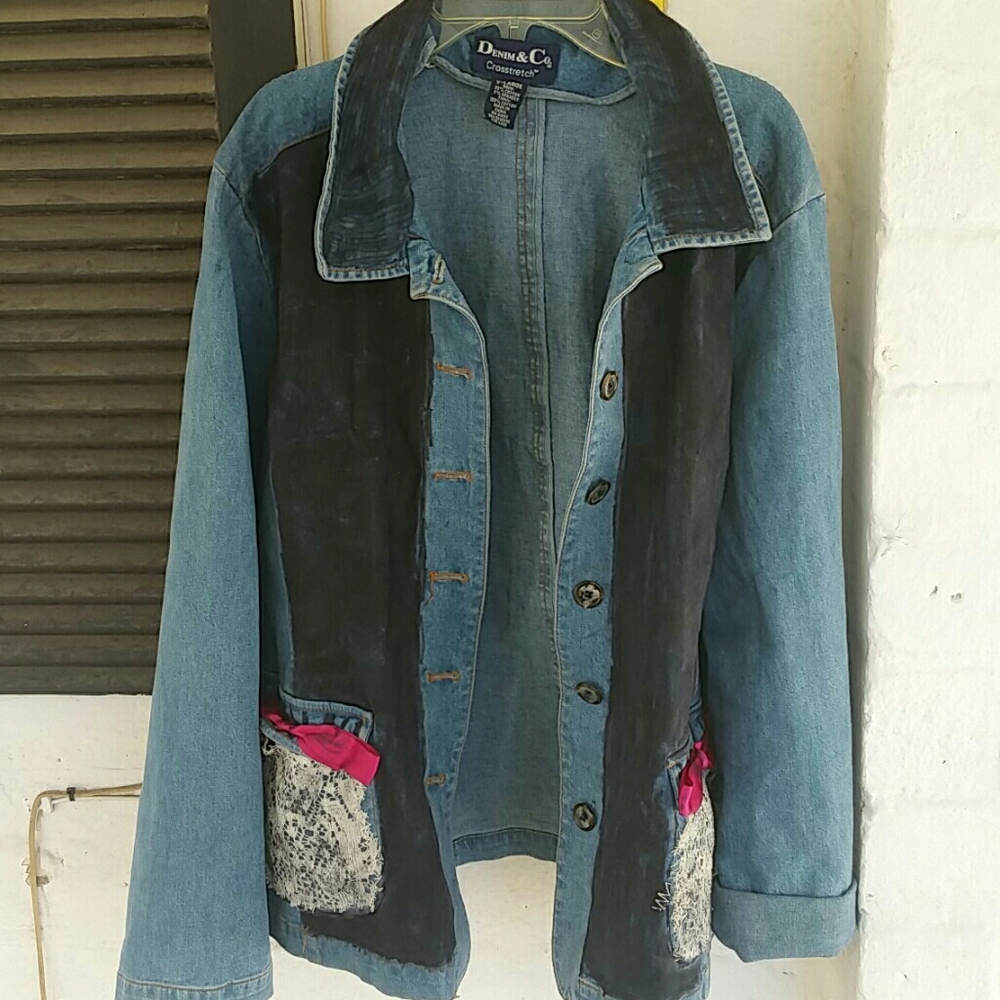 hand painted denim and Co jacket